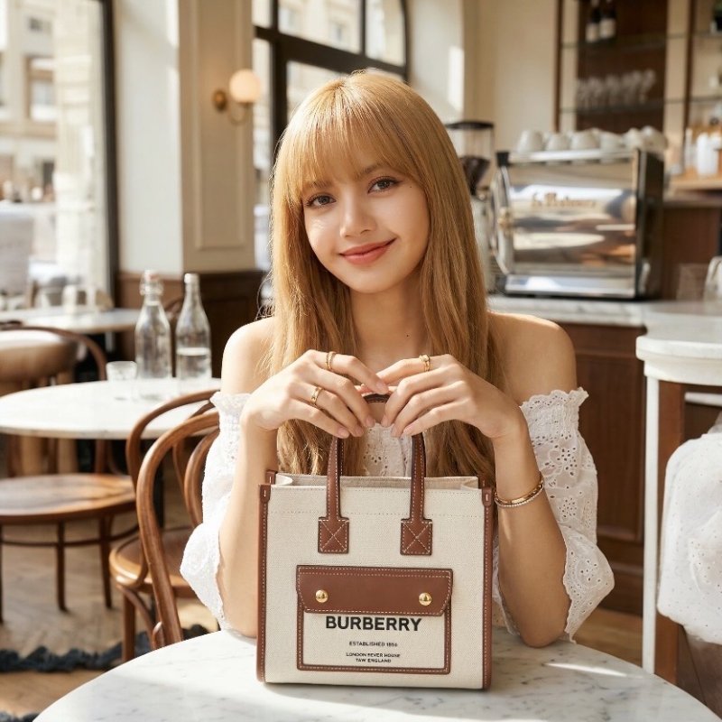 ⏰限時特賣價🌺Burberry 80441431 Freya 迷你雙色帆布拚皮芙蕾雅包 付長肩帶 棕色-8