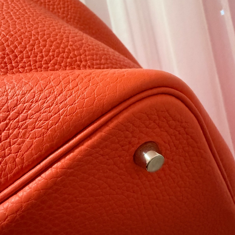 愛馬仕 菜籃子22 A刻 橘紅 雙色把手-2