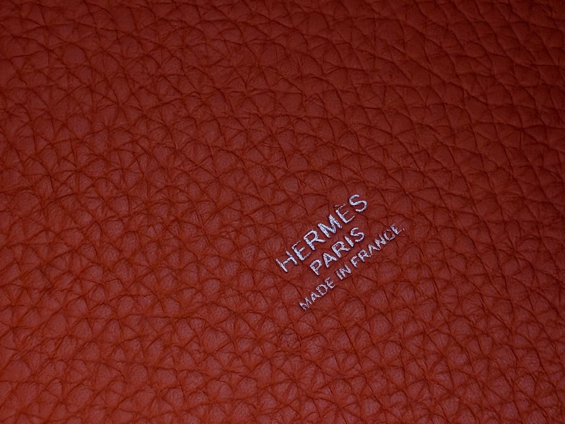 愛馬仕 菜籃子22 A刻 橘紅 雙色把手-6
