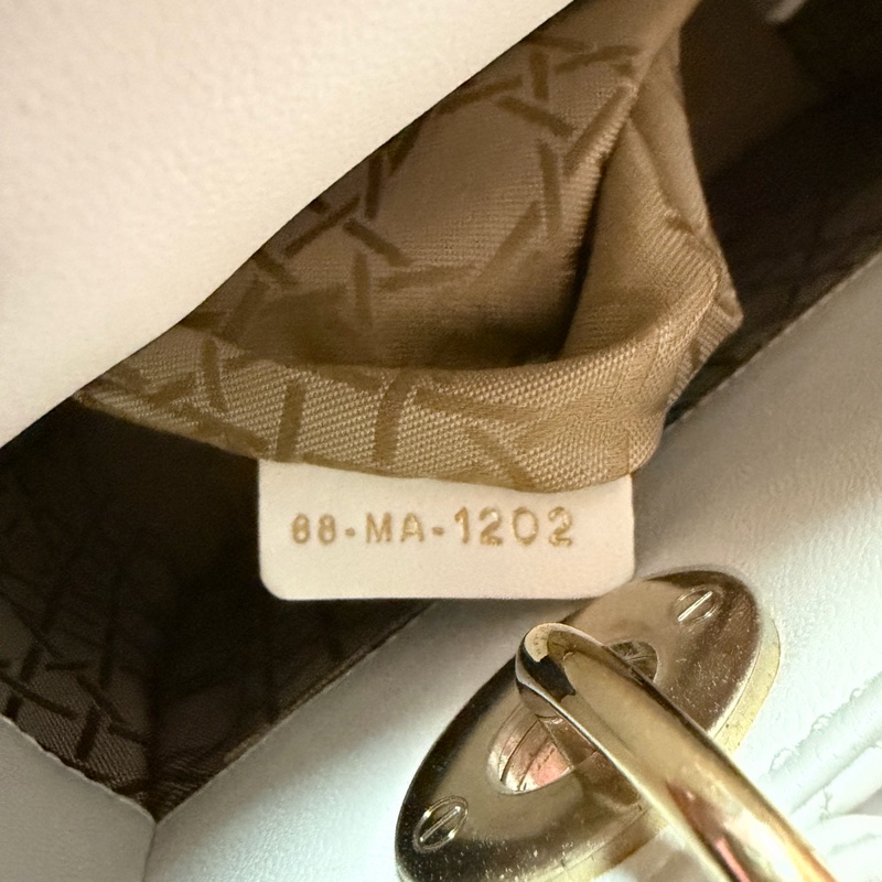 DIOR 白色淡金四格黛妃 徽章背帶-8