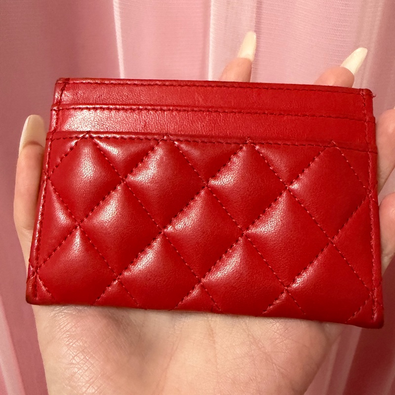 香奈兒 紅色boy卡夾-2