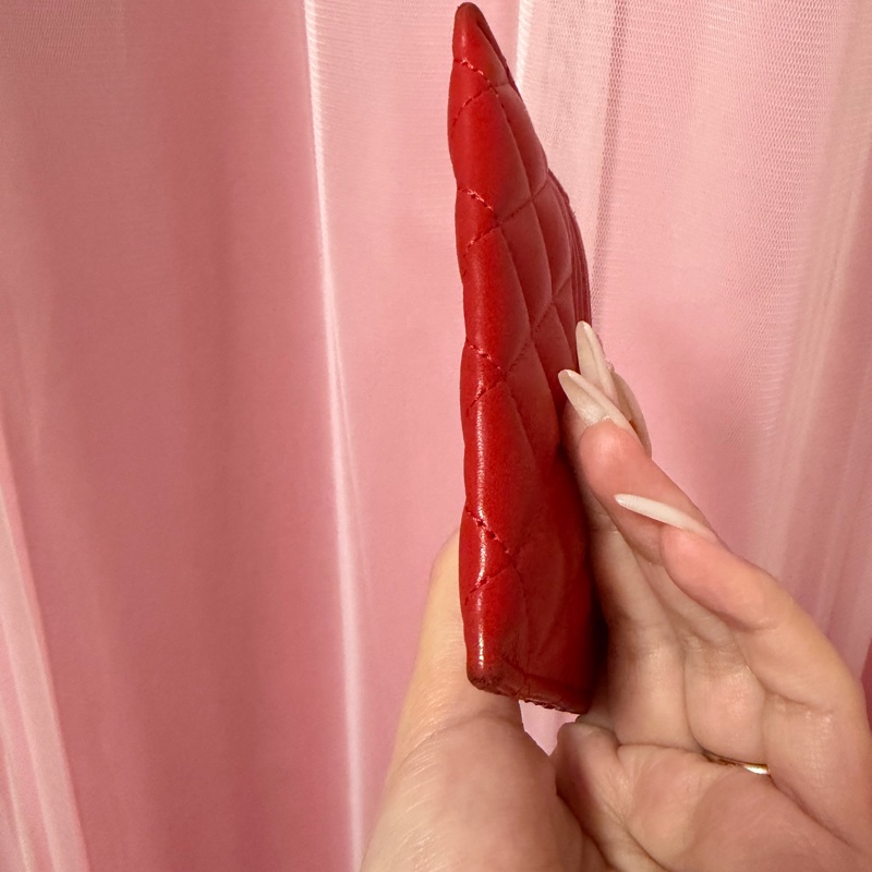 香奈兒 紅色boy卡夾-5