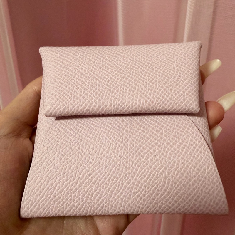 全新 愛馬仕 粉色 零錢包-0