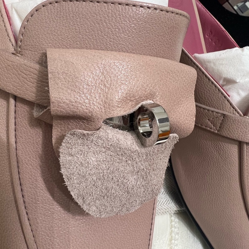 Hermes/愛馬仕 Kelly扣 藕粉色半拖 穆勒鞋  38碼 附件：盒子防塵袋-7