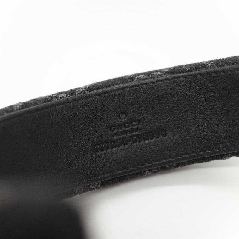 Gucci 古馳 黑灰色 牛仔布 經典花紋 GG 立體 髮箍-4