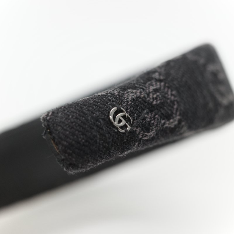 Gucci 古馳 黑灰色 牛仔布 經典花紋 GG 立體 髮箍-5