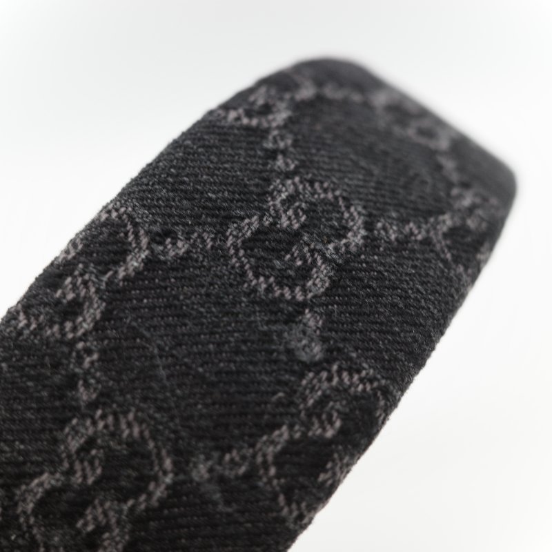 Gucci 古馳 黑灰色 牛仔布 經典花紋 GG 立體 髮箍-6