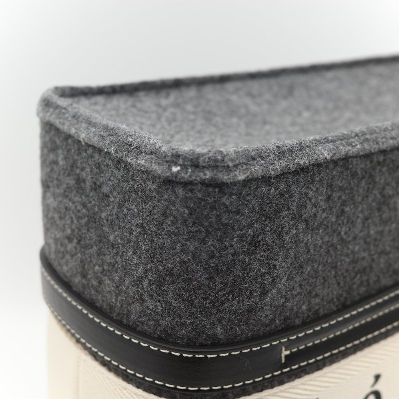 Chloé 蔻依 Woody 小號 黑灰色毛呢 單肩包 托特包-11