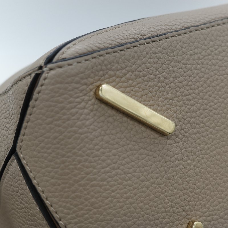 Loewe 羅威 Puzzle 中型 大象灰 奶咖色 牛皮 拼圖包 斜挎包 單肩包-8