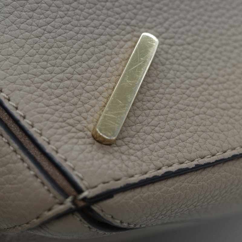 Loewe 羅威 Puzzle 中型 大象灰 奶咖色 牛皮 拼圖包 斜挎包 單肩包-9