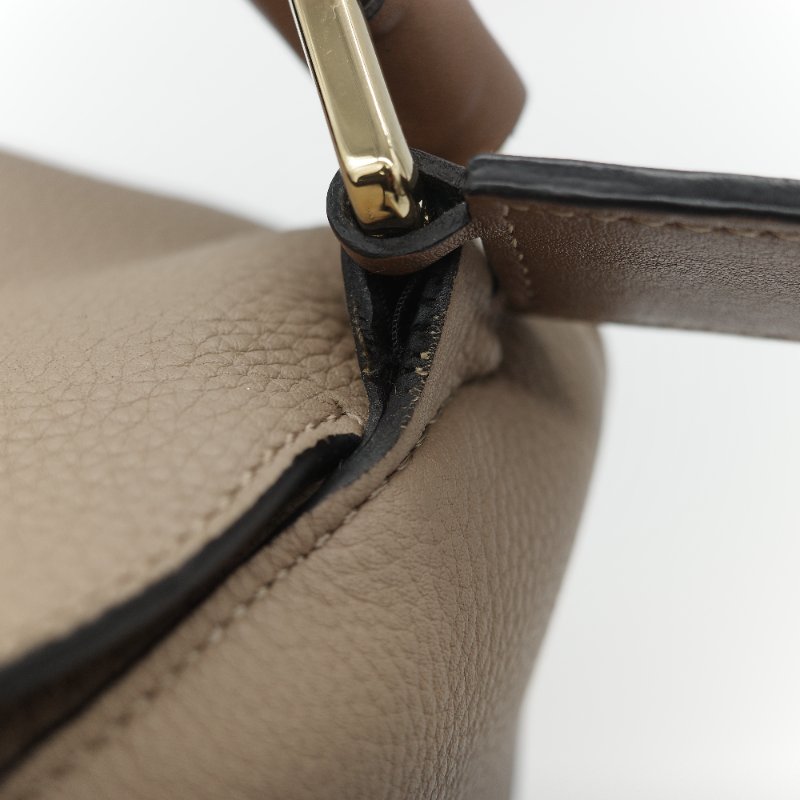 Loewe 羅威 Puzzle 中型 大象灰 奶咖色 牛皮 拼圖包 斜挎包 單肩包-16