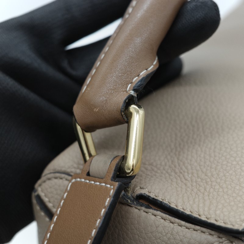 Loewe 羅威 Puzzle 中型 大象灰 奶咖色 牛皮 拼圖包 斜挎包 單肩包-19