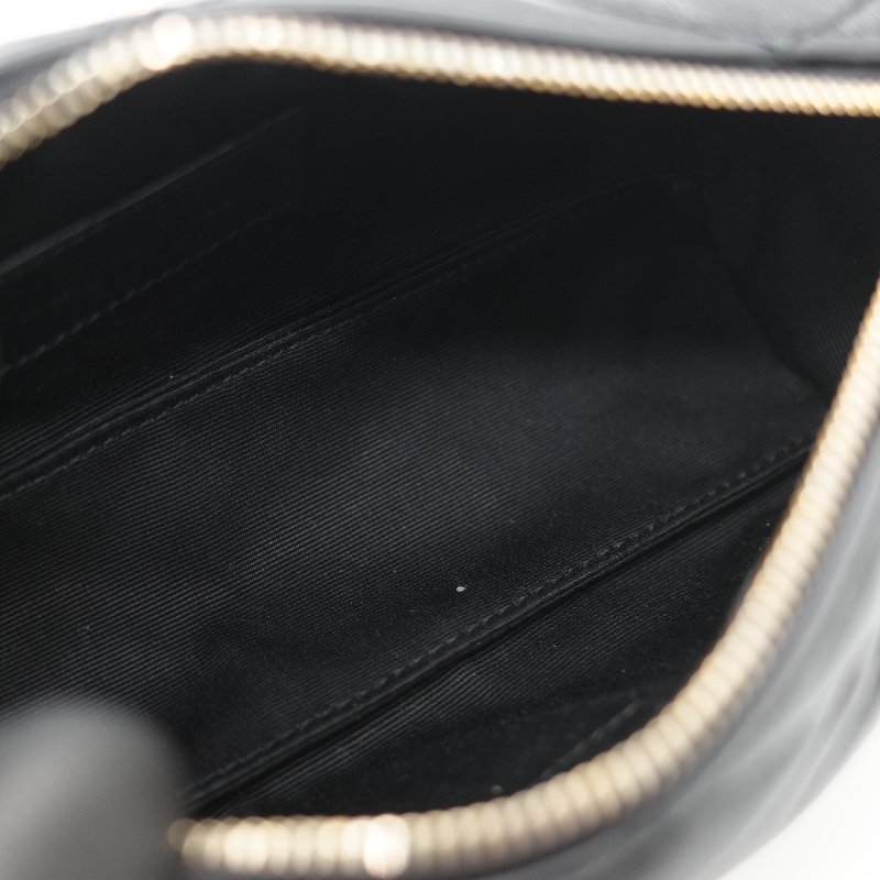 Saint Laurent 聖羅蘭 黑色菱格紋 絎縫 柔軟小羊皮 肩背 迷你圓筒包單肩包-13