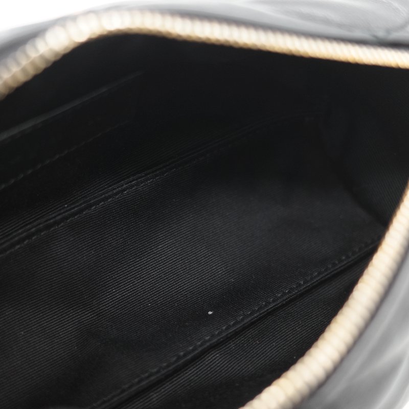 Saint Laurent 聖羅蘭 黑色菱格紋 絎縫 柔軟小羊皮 肩背 迷你圓筒包單肩包-14