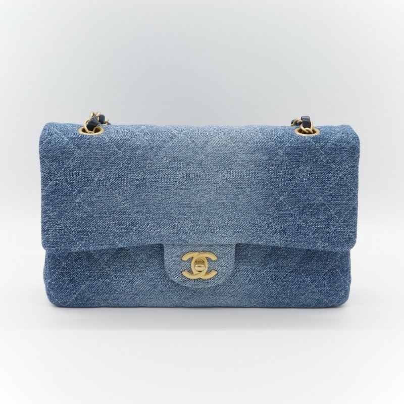 24春夏款♥️ Chanel 香奈兒  CF25 中型 牛仔丹寧 漸變色 羊皮內裡 鏈條包 斜挎包 口蓋包-2