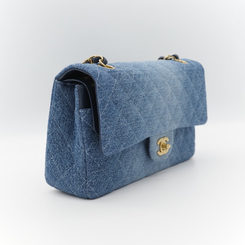 24春夏款♥️ Chanel 香奈兒  CF25 中型 牛仔丹寧 漸變色 羊皮內裡 鏈條包 斜挎包 口蓋包-3