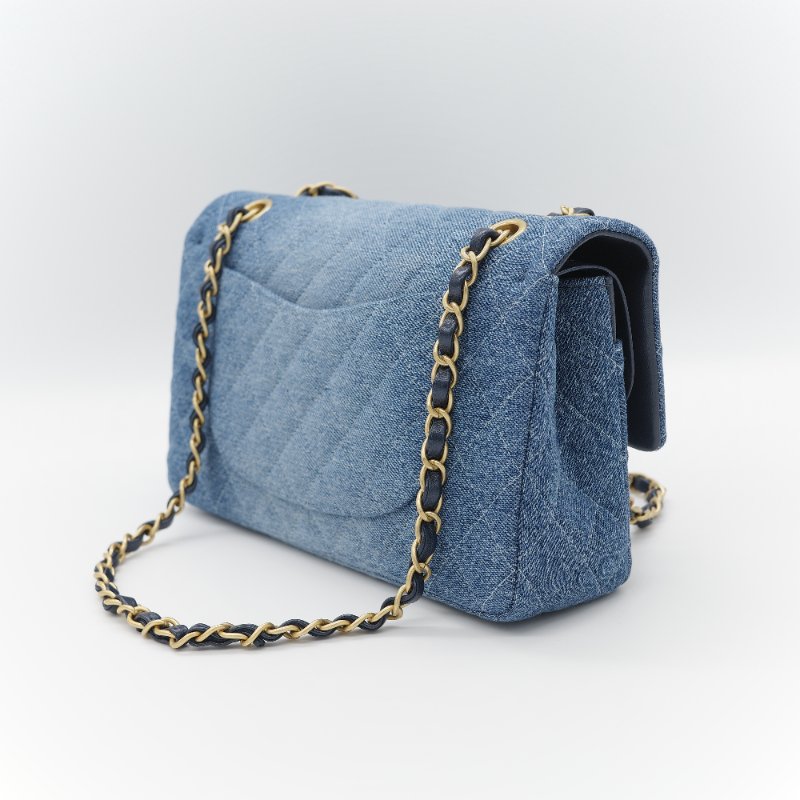 24春夏款♥️ Chanel 香奈兒  CF25 中型 牛仔丹寧 漸變色 羊皮內裡 鏈條包 斜挎包 口蓋包-4