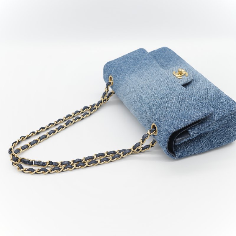 24春夏款♥️ Chanel 香奈兒  CF25 中型 牛仔丹寧 漸變色 羊皮內裡 鏈條包 斜挎包 口蓋包-10