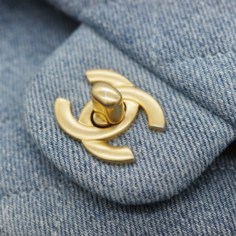 24春夏款♥️ Chanel 香奈兒  CF25 中型 牛仔丹寧 漸變色 羊皮內裡 鏈條包 斜挎包 口蓋包-14