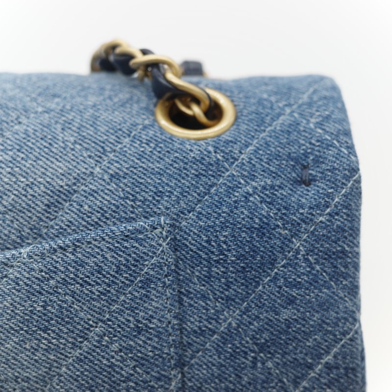 24春夏款♥️ Chanel 香奈兒  CF25 中型 牛仔丹寧 漸變色 羊皮內裡 鏈條包 斜挎包 口蓋包-16