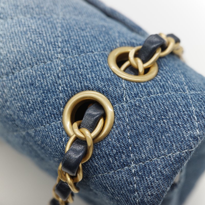 24春夏款♥️ Chanel 香奈兒  CF25 中型 牛仔丹寧 漸變色 羊皮內裡 鏈條包 斜挎包 口蓋包-17