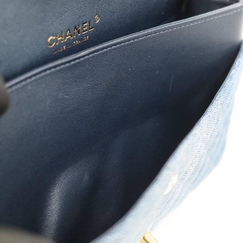 24春夏款♥️ Chanel 香奈兒  CF25 中型 牛仔丹寧 漸變色 羊皮內裡 鏈條包 斜挎包 口蓋包-29