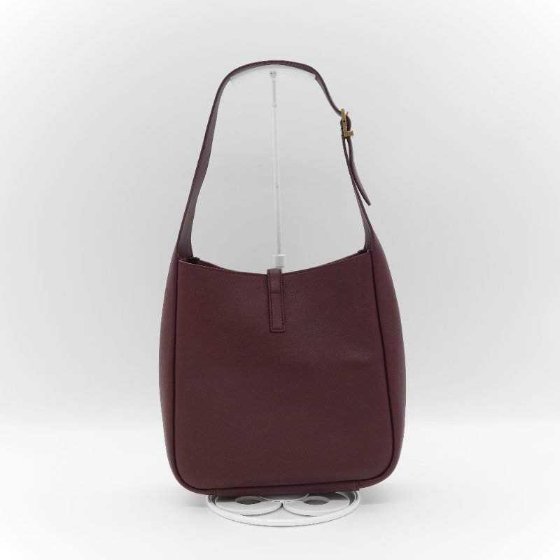 Saint Laurent 聖羅蘭 LE 5 À 7小型 粒面牛皮革 復古酒紅 柔軟手袋 單肩包 Hobo 包 托特包|專櫃85,100-3