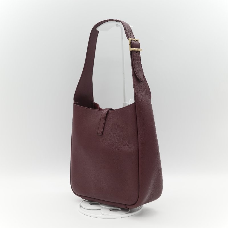 Saint Laurent 聖羅蘭 LE 5 À 7小型 粒面牛皮革 復古酒紅 柔軟手袋 單肩包 Hobo 包 托特包|專櫃85,100-4