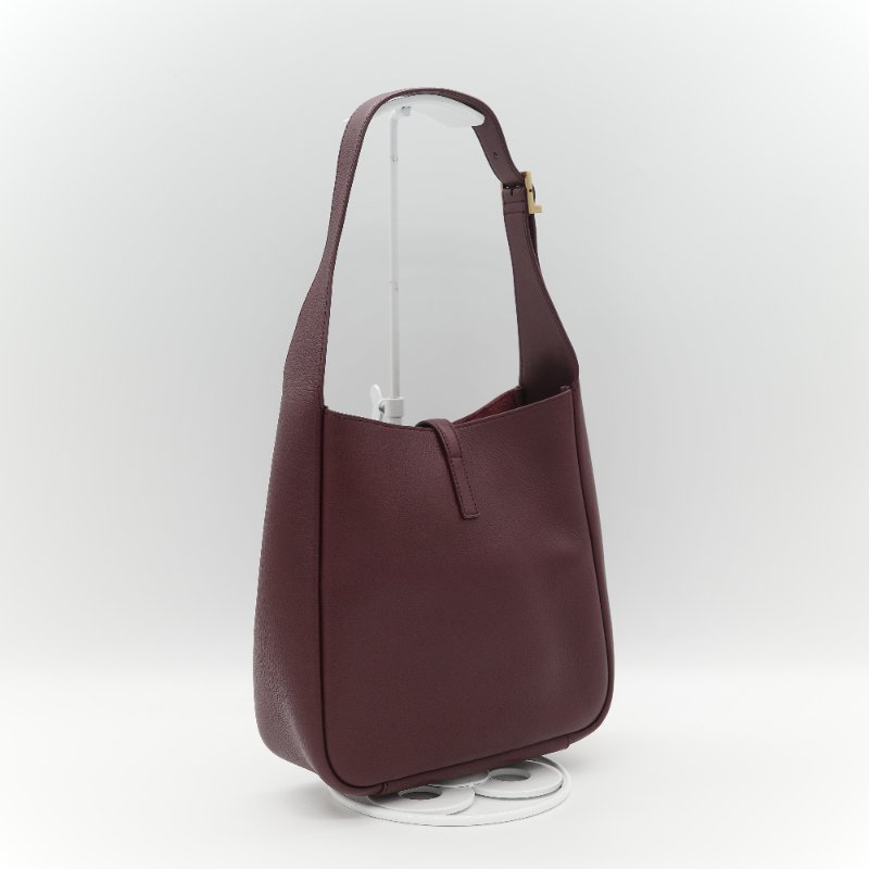 Saint Laurent 聖羅蘭 LE 5 À 7小型 粒面牛皮革 復古酒紅 柔軟手袋 單肩包 Hobo 包 托特包|專櫃85,100-5