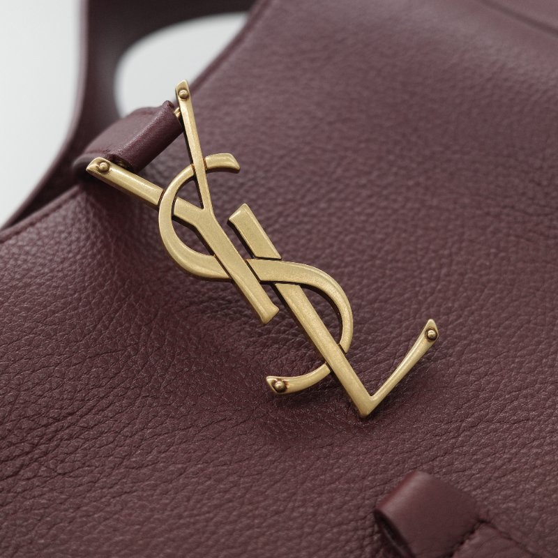 Saint Laurent 聖羅蘭 LE 5 À 7小型 粒面牛皮革 復古酒紅 柔軟手袋 單肩包 Hobo 包 托特包|專櫃85,100-11