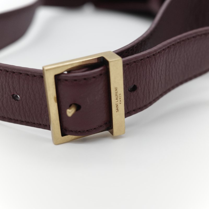 Saint Laurent 聖羅蘭 LE 5 À 7小型 粒面牛皮革 復古酒紅 柔軟手袋 單肩包 Hobo 包 托特包|專櫃85,100-13