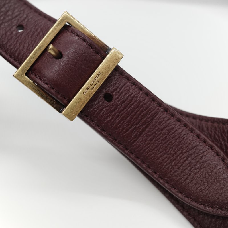 Saint Laurent 聖羅蘭 LE 5 À 7小型 粒面牛皮革 復古酒紅 柔軟手袋 單肩包 Hobo 包 托特包|專櫃85,100-14