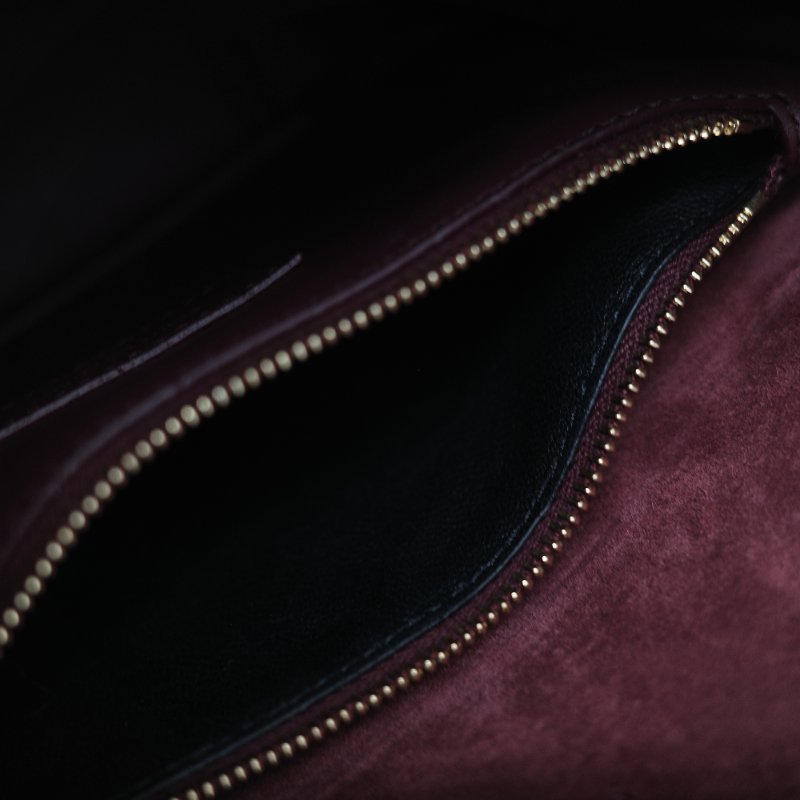 Saint Laurent 聖羅蘭 LE 5 À 7小型 粒面牛皮革 復古酒紅 柔軟手袋 單肩包 Hobo 包 托特包|專櫃85,100-22