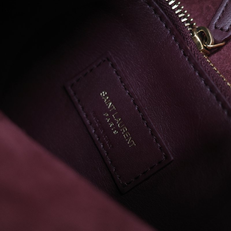 Saint Laurent 聖羅蘭 LE 5 À 7小型 粒面牛皮革 復古酒紅 柔軟手袋 單肩包 Hobo 包 托特包|專櫃85,100-24