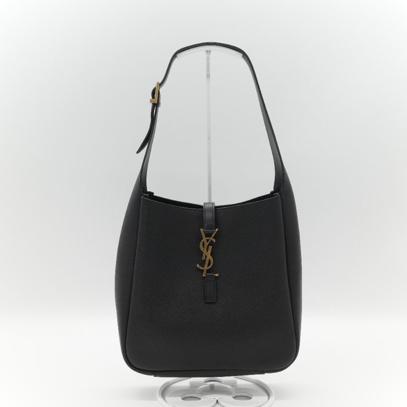 Saint Laurent 聖羅蘭 LE 5 À 7小型 粒面牛皮革 黑色 柔軟手袋 單肩包 Hobo 包 托特包|專櫃85,100-1