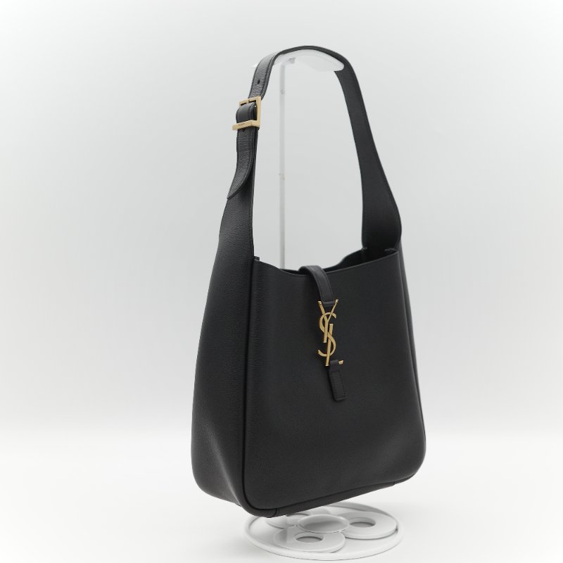 Saint Laurent 聖羅蘭 LE 5 À 7小型 粒面牛皮革 黑色 柔軟手袋 單肩包 Hobo 包 托特包|專櫃85,100-2