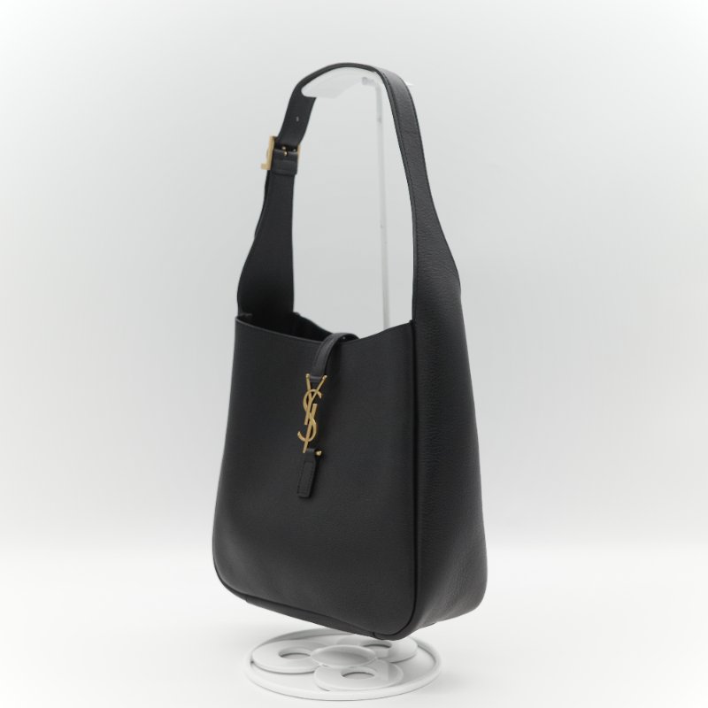 Saint Laurent 聖羅蘭 LE 5 À 7小型 粒面牛皮革 黑色 柔軟手袋 單肩包 Hobo 包 托特包|專櫃85,100-3