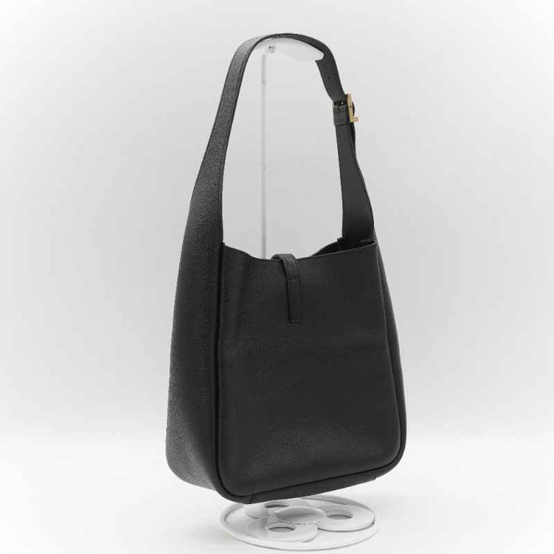 Saint Laurent 聖羅蘭 LE 5 À 7小型 粒面牛皮革 黑色 柔軟手袋 單肩包 Hobo 包 托特包|專櫃85,100-5