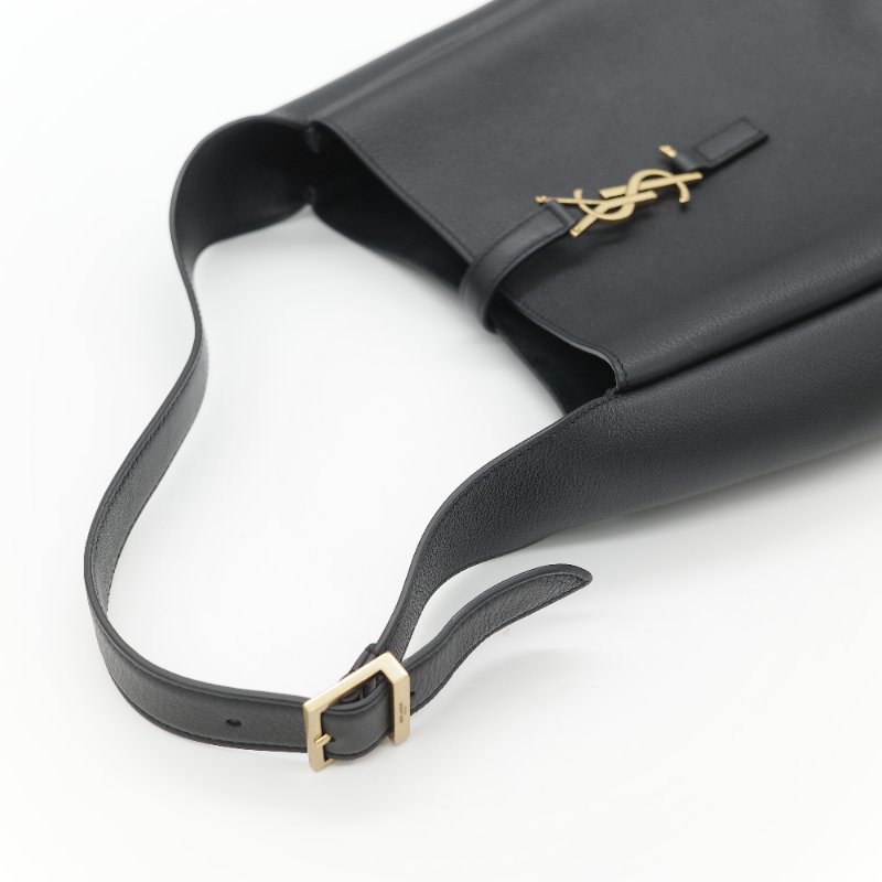 Saint Laurent 聖羅蘭 LE 5 À 7小型 粒面牛皮革 黑色 柔軟手袋 單肩包 Hobo 包 托特包|專櫃85,100-12