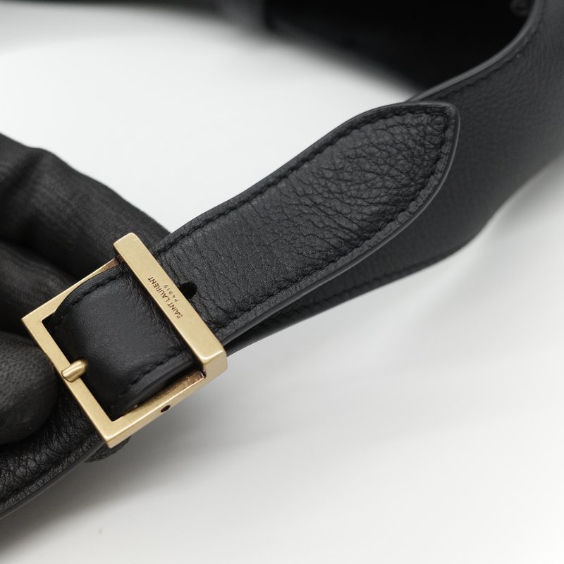 Saint Laurent 聖羅蘭 LE 5 À 7小型 粒面牛皮革 黑色 柔軟手袋 單肩包 Hobo 包 托特包|專櫃85,100-14