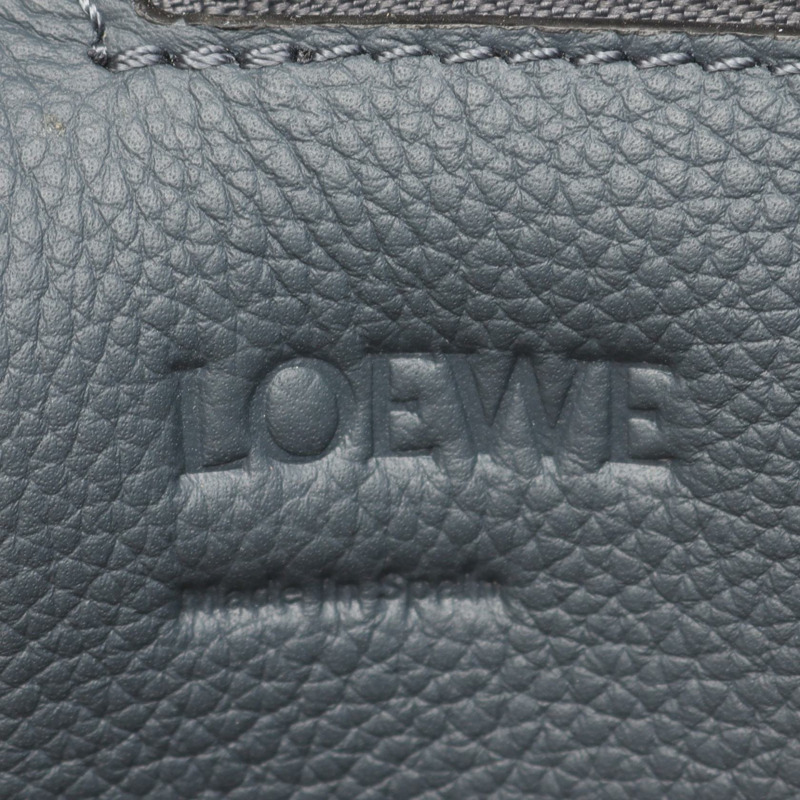 LOEWE 搭扣拉鍊托特單肩包 B692K99X03 皮革 藍色 二手 男士-3