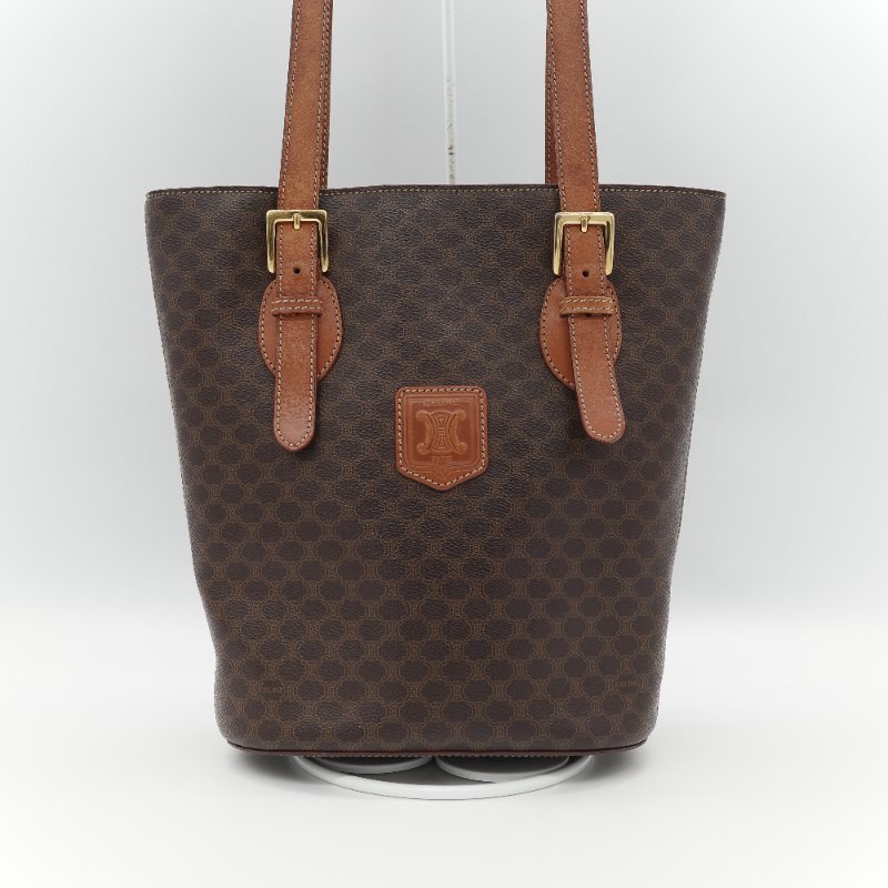 Celine 思琳 Vintage 凱旋門 棕色花紋 長型 單肩包 托特包-2