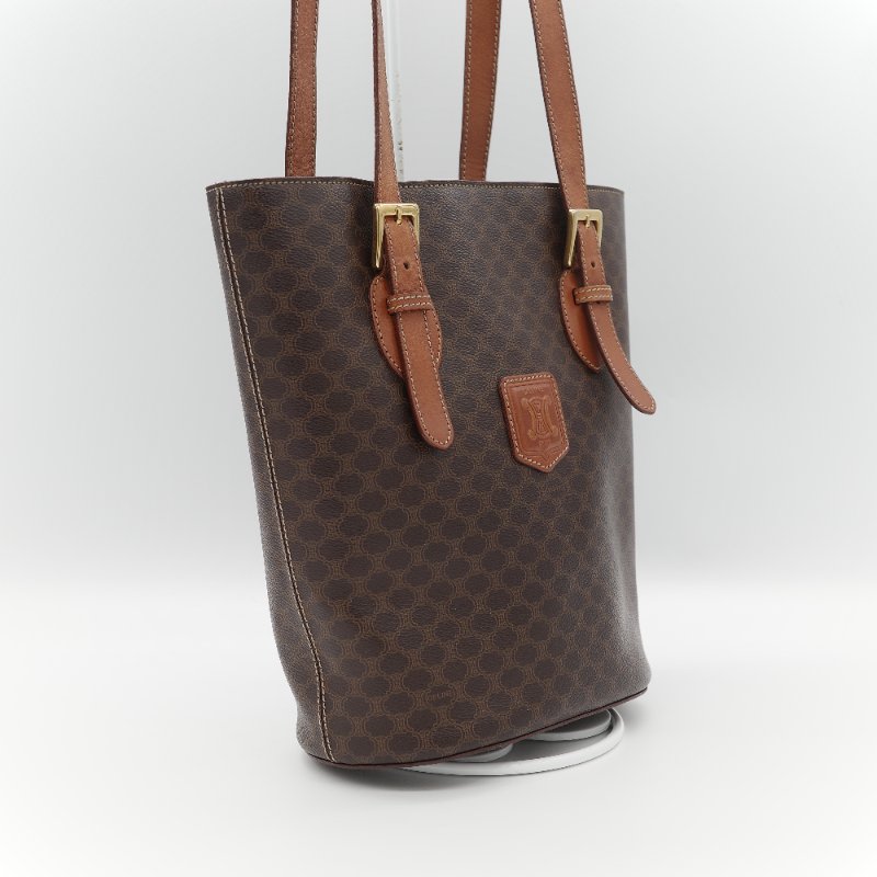 Celine 思琳 Vintage 凱旋門 棕色花紋 長型 單肩包 托特包-3