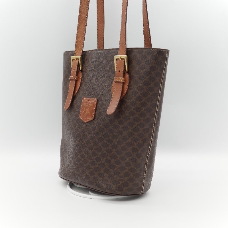 Celine 思琳 Vintage 凱旋門 棕色花紋 長型 單肩包 托特包-4