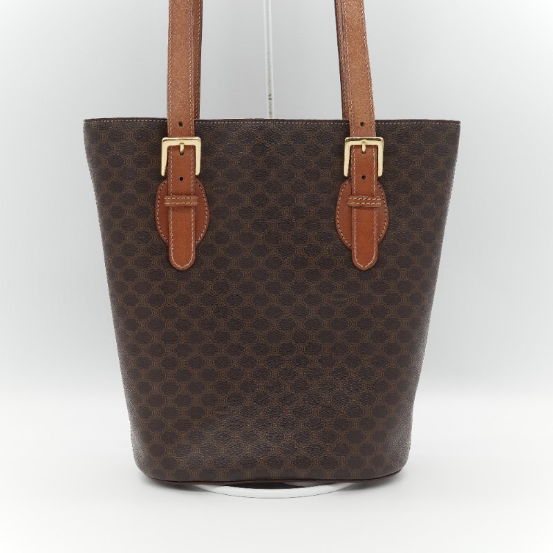 Celine 思琳 Vintage 凱旋門 棕色花紋 長型 單肩包 托特包-5