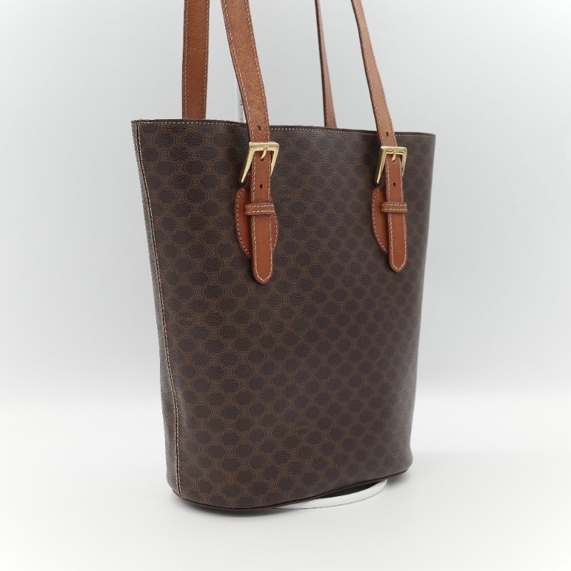 Celine 思琳 Vintage 凱旋門 棕色花紋 長型 單肩包 托特包-6