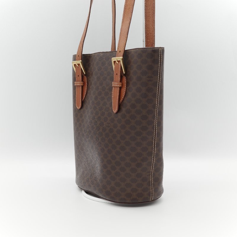 Celine 思琳 Vintage 凱旋門 棕色花紋 長型 單肩包 托特包-7