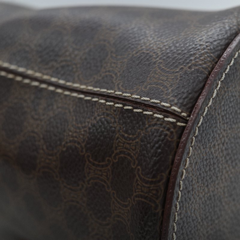 Celine 思琳 Vintage 凱旋門 棕色花紋 長型 單肩包 托特包-10