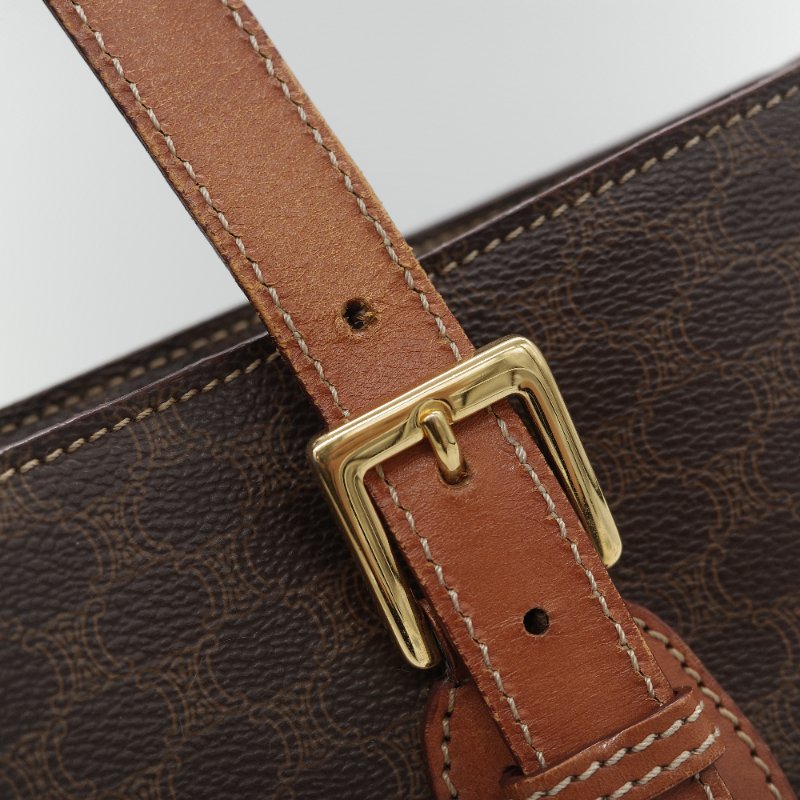 Celine 思琳 Vintage 凱旋門 棕色花紋 長型 單肩包 托特包-21