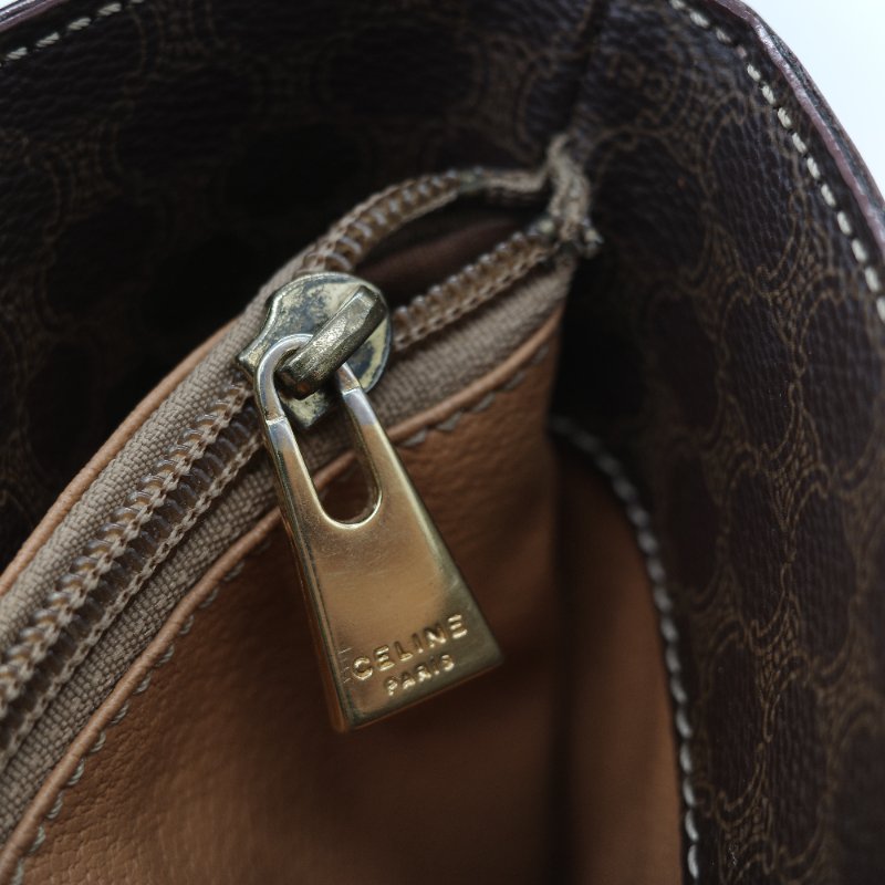 Celine 思琳 Vintage 凱旋門 棕色花紋 長型 單肩包 托特包-27